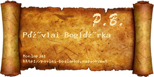 Pávlai Boglárka névjegykártya